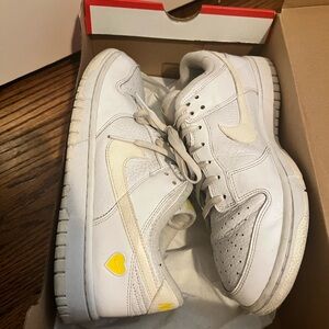 Nike Dunk Low Sneakers - White and Yellow